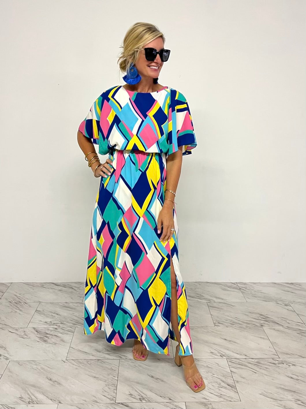 geometric print dress